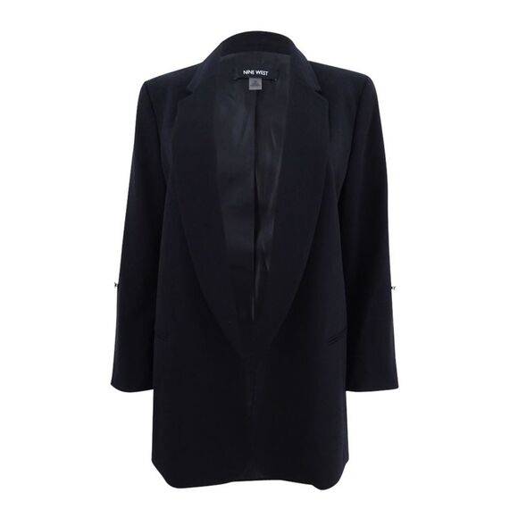 Nine West Women's Roll-Tab Flyaway Blazer - Black - Picture 1 of 2